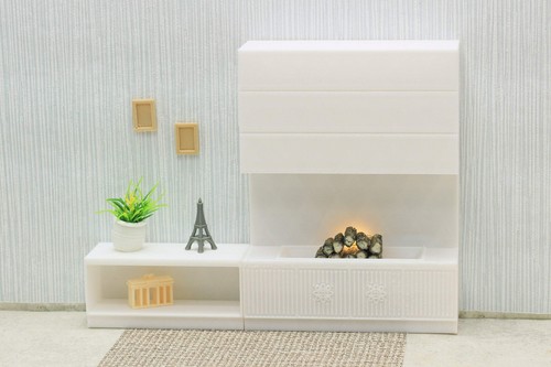 Fireplace with Low Side Board - Dollhouse Miniature 1:12 Miniature Dollhouse Fur - Bild 4 von 5