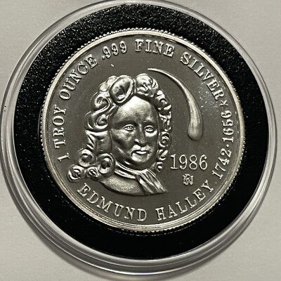 1986 Edmund Halley's Comet Rare Collector Coin 1 Troy Oz .999 Fine