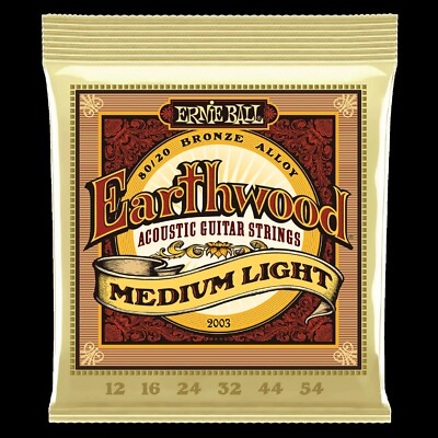 Ernie Ball EB 2003 Earthwood Acoustic Guitar Strings Medium Light   12-54 Gauge