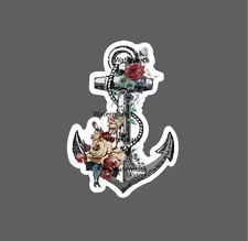 Anchor Floral Sticker Nautical Sailing