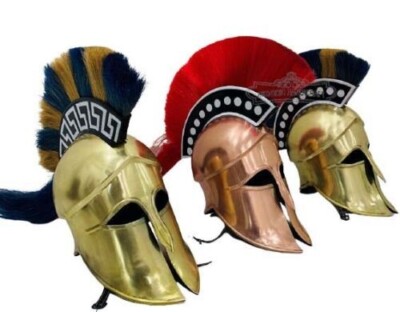 Greek Corinthian Helmet With Plume Medieval Roman Armor Helmet Set of 3  Unit