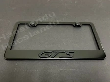 1x (Black) GTS 3D Emblem BLACK Stainless License Plate Frame RUST FREE + S.Caps