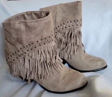 Women's - Mohengan Style Boots by Not Rated - Beige Fringe Boots - Size 7.5