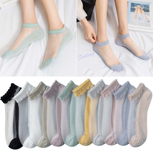 Chaussettes Transparentes Femme En Dentelle à Fleurs - Maille Respirante, Coupe-bas, Tailles 7-9, Pour Sport Et Quotidien