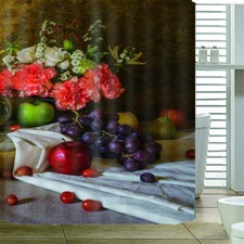 Fruit And Flowers 3D Shower Curtain Waterproof Fabric Bathroom Decoration