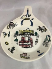 Figgjo Flint Stavanger Norway Hand Painted Capital Oslo Plate with Handle