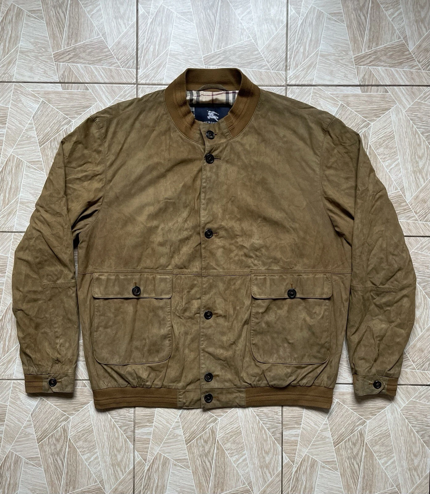 Rara giacca a quadri Burberry London England Nova vintage casual di design 56 marrone