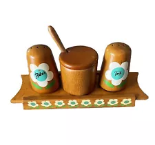 Vintage Turkish Cruet Set Hand Painted Salt & Pepper Shakers Made In Turkey RARE