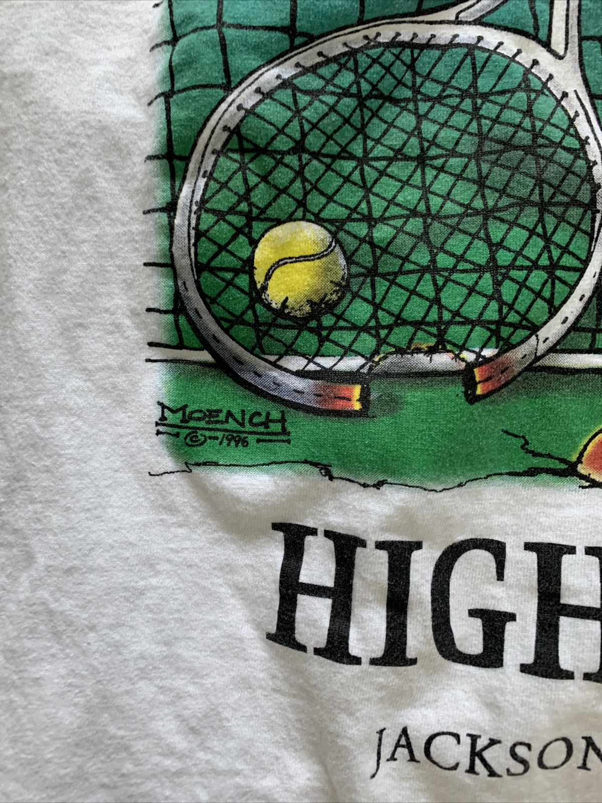 Vintage High Strung Tennis Shirt Mens Sz L Jackson Hole Funny Tourist Art 90s eBay