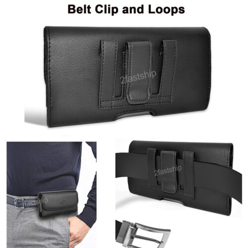 CUSTODIA ROBUSTA IN PELLE E NYLON PER XL TELEFONO CINTURA CLIP FONDINA XXL COVER JUMBO - Foto 17 di 37