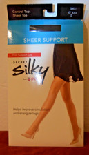 Secret Silky Firm Support 70 Denier CT Pantyhose Size C JET BLACK Sheer Toe OH2