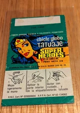 RARE Argentina Aquaman Tattoo wrapper STANI Topps DC Comics Super Heroes 1960's