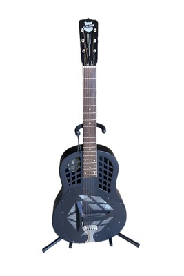 National Reso-Phonic Tricone Polychrome Acoustic Guitar Black + Case