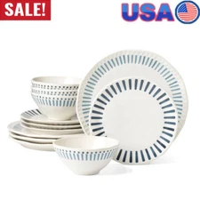 Entertain 365 12-Piece Artisanal Stoneware Dinnerware Set Service for 4 Dining