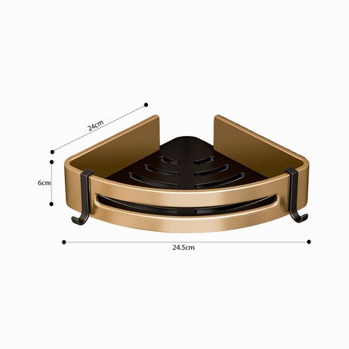 2x Rotating Wall Rack Bathroom Caddy Corner Vanity Storage Shelf Organiser Gold - Picture 7 of 8