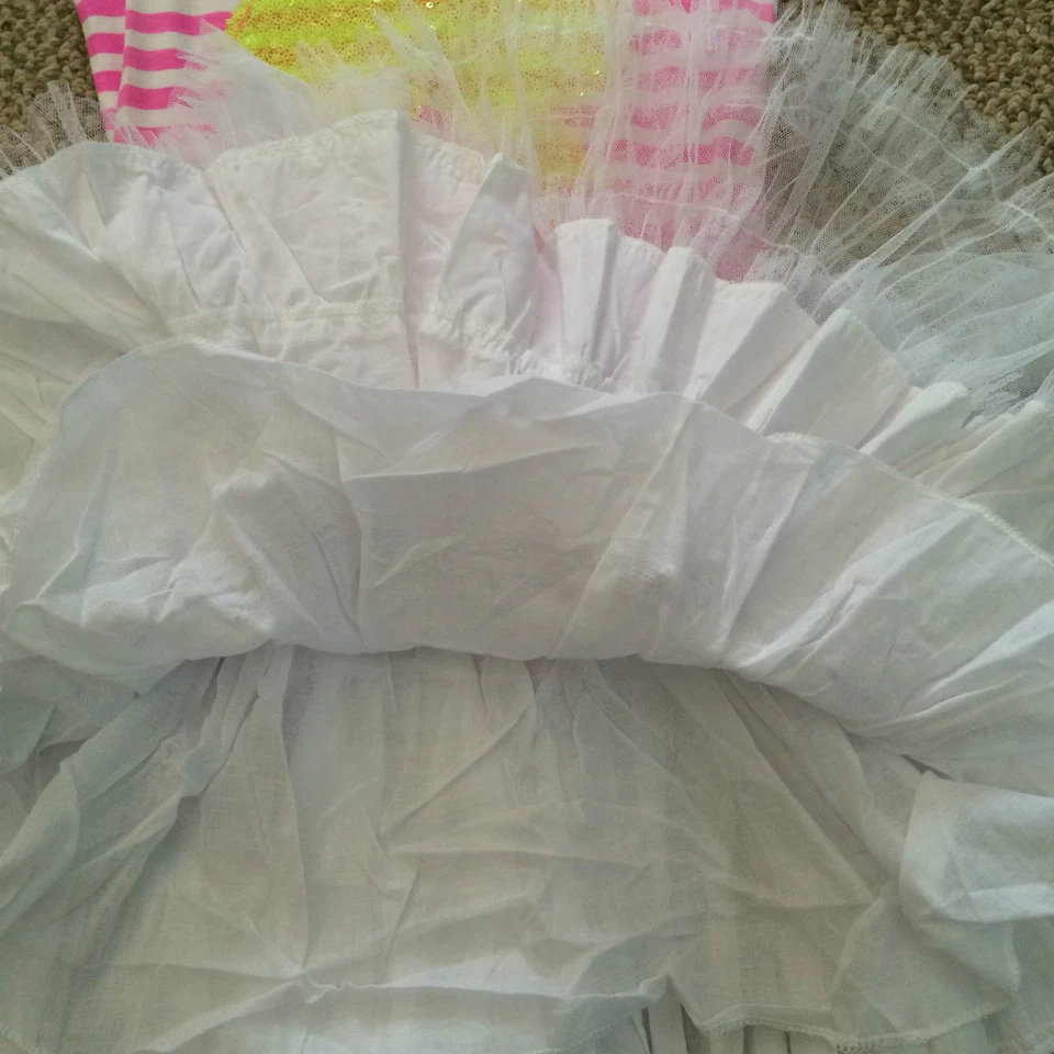 Tulle Tutu Dress Party Boutique Little Mass Pink & White Stripe Bow Girls 6 6X - Image 4 of 4