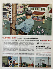 1954 Alcoa Aluminum Company America Electricity Wire Triplex Vintage Print Ad