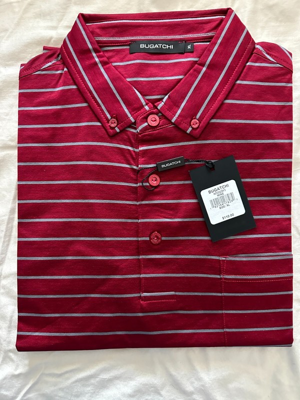 Bugatchi Short Sleeve Polo Shirt Men's Size XL Wine Red NWT $110