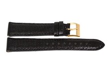 Genuine Lizard Black Gold Buckle Watch Band Strap Handmade In Italy