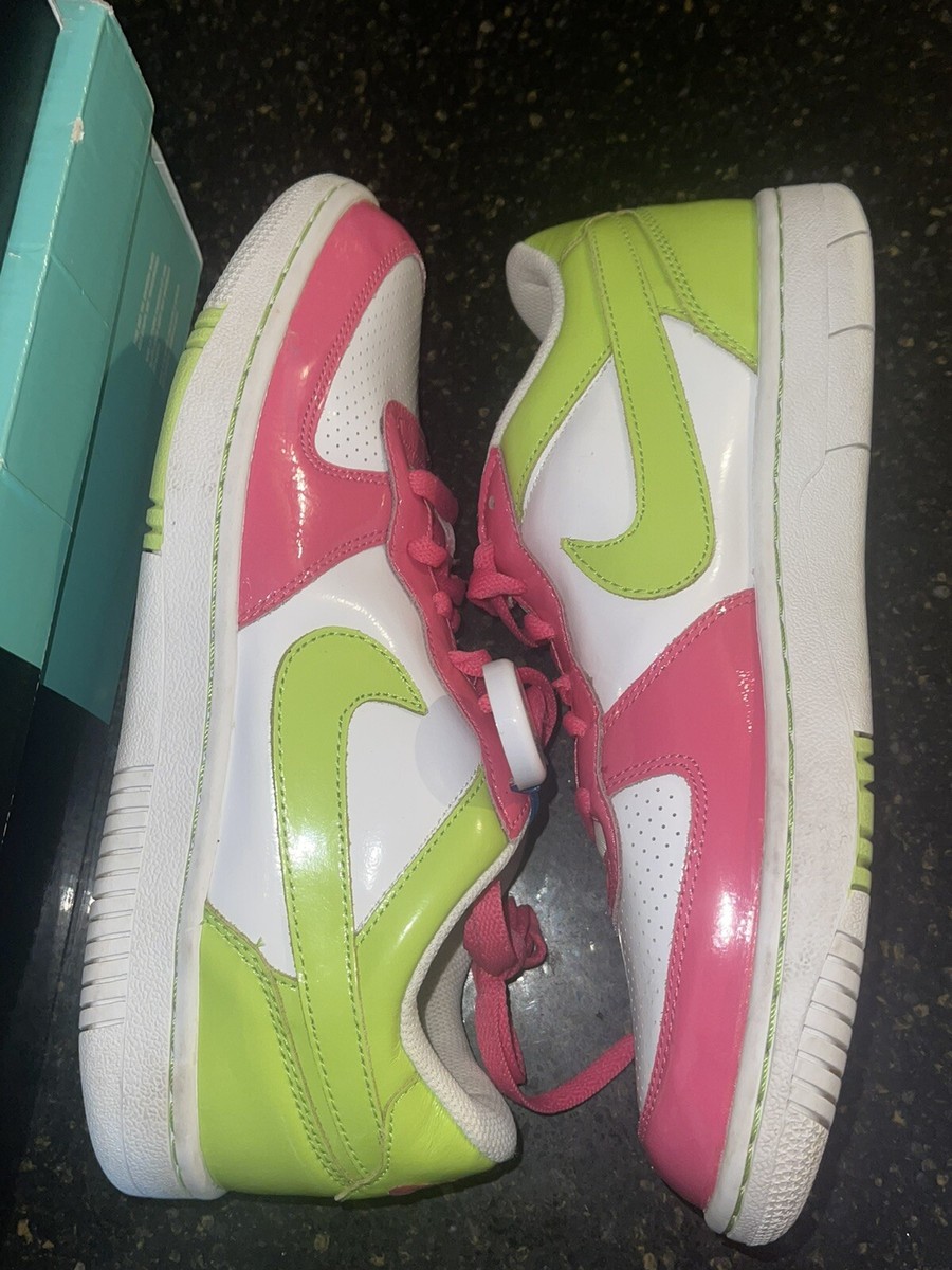 Nike Dunk Low Pink/Neon Green White 12 2008 Rare Color Way patent