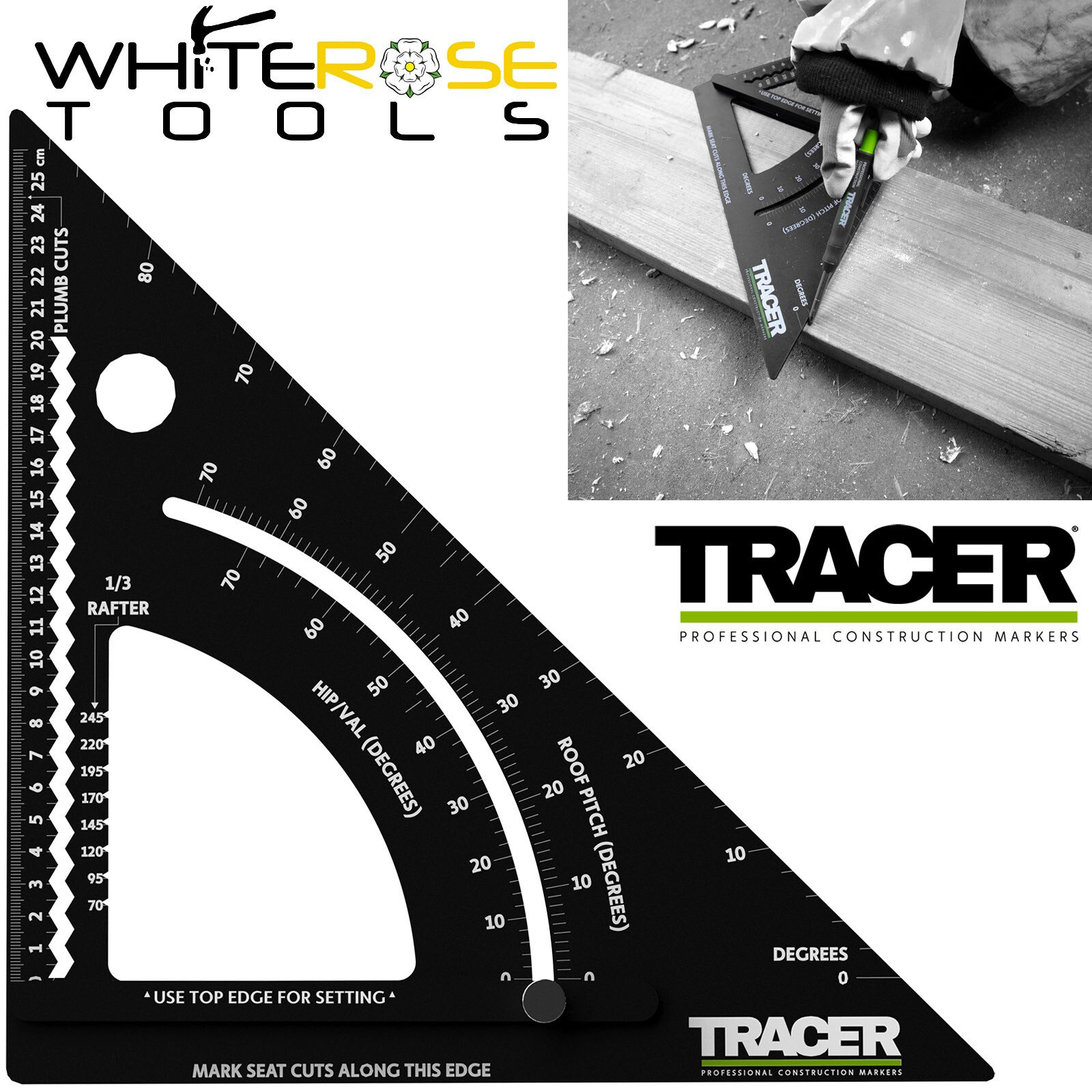 TRACER Rafter Square 12"" Adjustable Pro Jack Hip Valley Com Cuts Adjustable