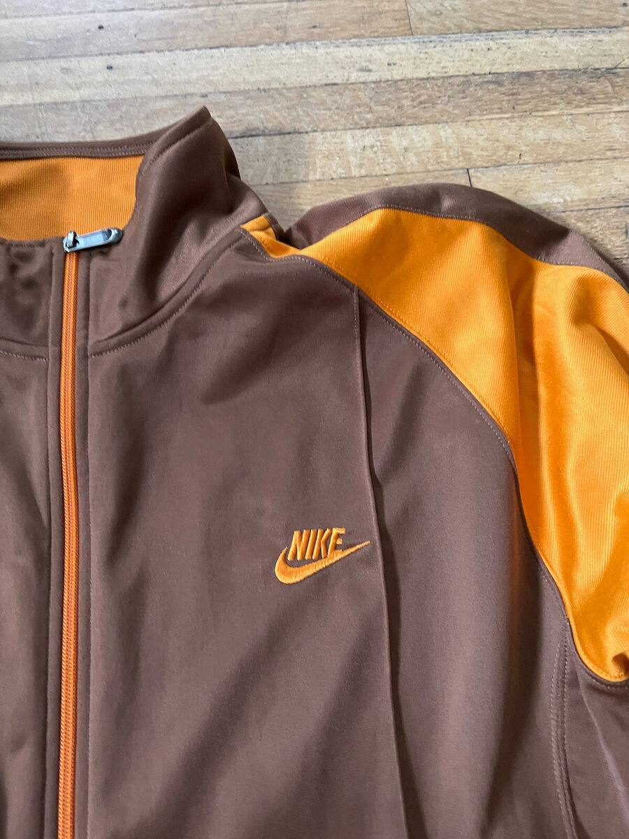 vtg Nike mens XXL satin track jacket brown orange Y2K 2000 vtg Nike mens XXL satin track jacket brown orange Y2K 2000