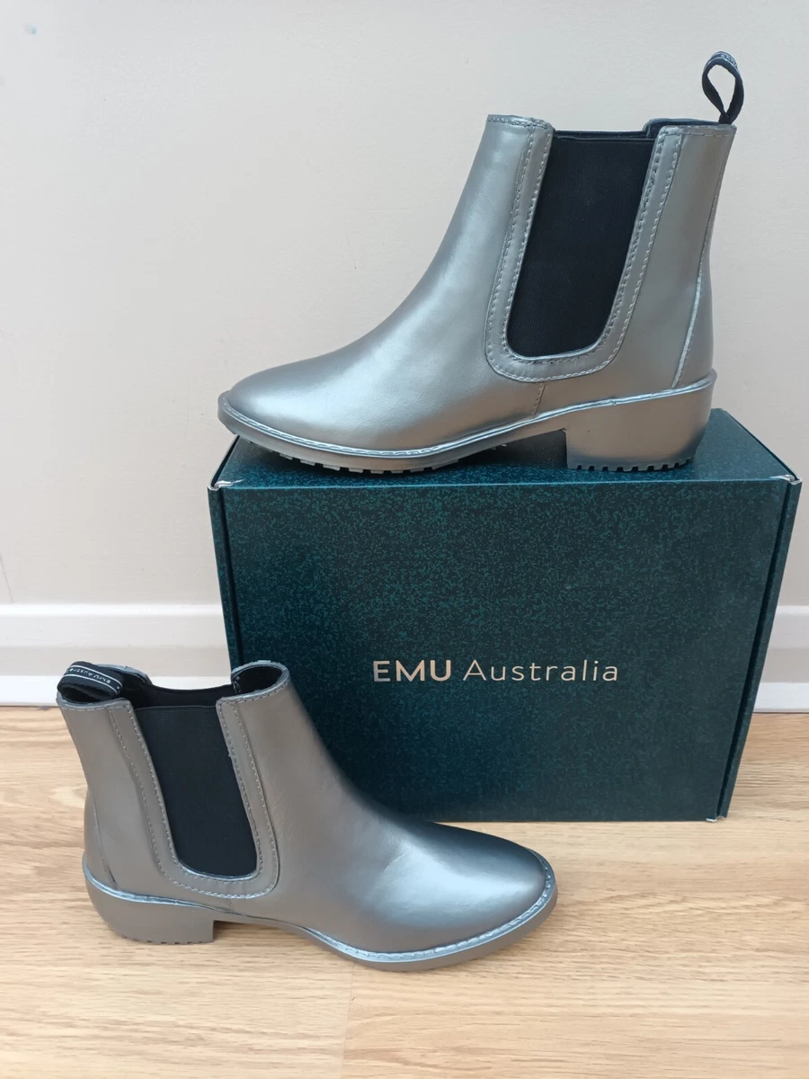 EMU Australia Ellin waterproof rainboot silver metallic size 7.5