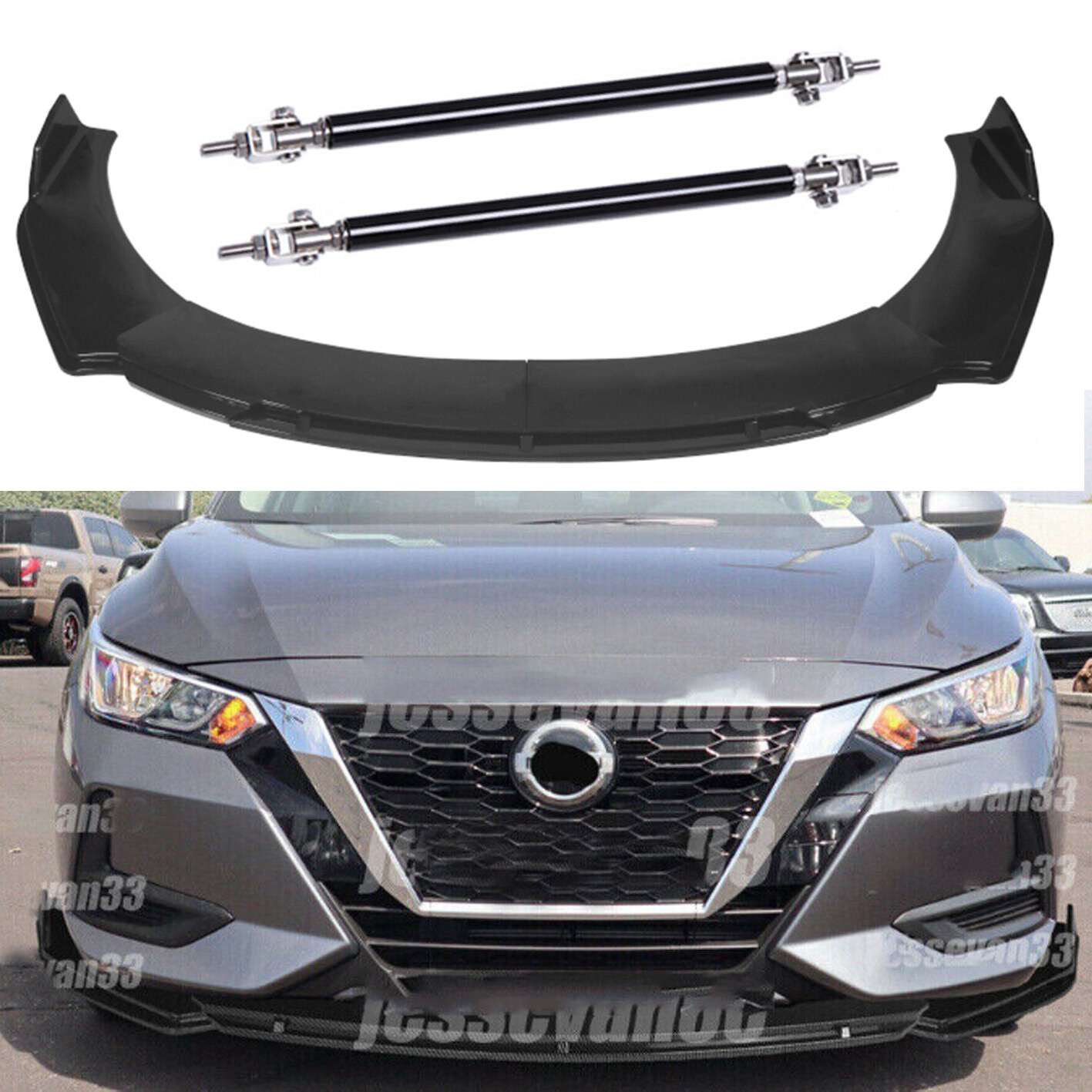 For Nissan Sentra Front Bumper Lip Spoiler Splitter Glossy Black