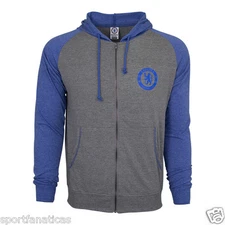 Chelsea Fc Hoodie Fz Summer Light Zip up Jacket Grey-blue Youth Kids soccer 