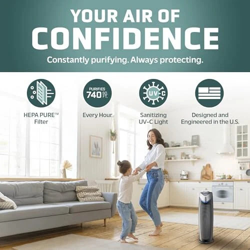 Air Purifier with HEPA 13 Filter, Removes 99.97% of AC4825 black 1 pack
