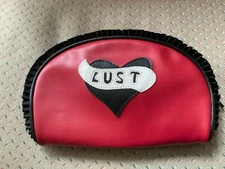Lux de Ville LUST Red w/ Black Ruffle trim zipper Clutch/Accessory Bag