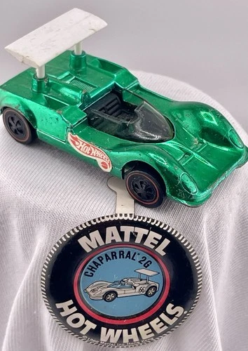 Hot Wheels Redline Car 1968   Chaparral 26 Metallic Green  W/button #30 Original