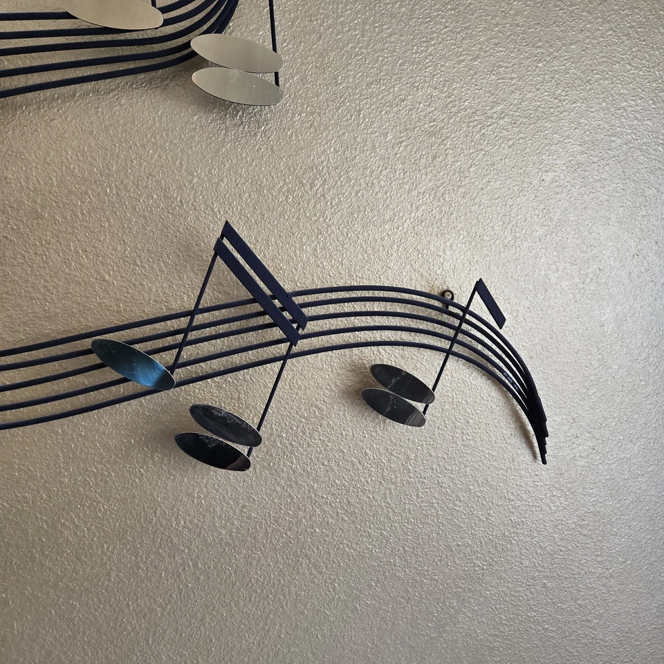 RARO MCM Mediados de Siglo Moderno Curtis Jere 61” Hierro Pared Escultura Notas Musicales Foto 4 de 4
