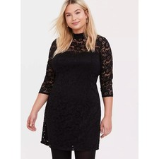 Torrid Black Lace Mock Neck Sheath Dress Size 2X