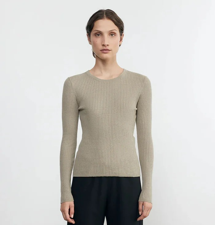 Majestic Filatures Cotton and Cashmere Ribbed Long Sleeve Top (size XS)