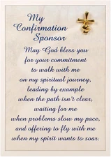 Abbey Gift 3.75" X 5.5" Confirmation Sponsor Pin and Card