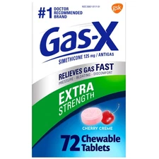 Gas-X Extra Strength Chewable Gas Relief Tablets with Simethicone 125 mg for...