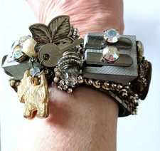 Lilliane Muller Vintage Bracelet Lightbulb Pencil Sharpener Scottie Dog Coins