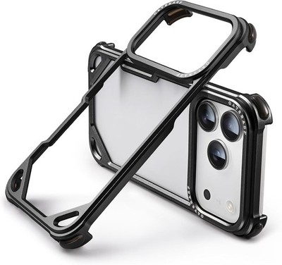 OATSBASF iPhone 17 Pro Max Bumper Case Ohne Back Design Alurahmen Slim Schwarz