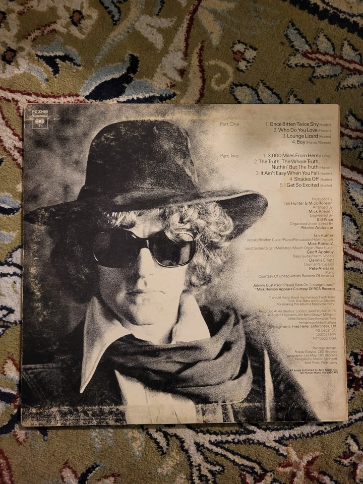 Ian Hunter Self-Titled Vinyl LP Record 1st Pressing 1975 33480 w Mick Ronson VG+ - Image 2 of 4