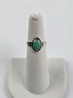 Vintage Navajo Sterling Silver Oval Turquoise Ring Dainty size 5.5 signed