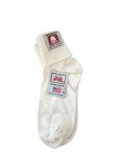 Vintage Ribbed Cuff Ankle Slouch Bobby Socks Ribbed New Old Stock White 8-9.5