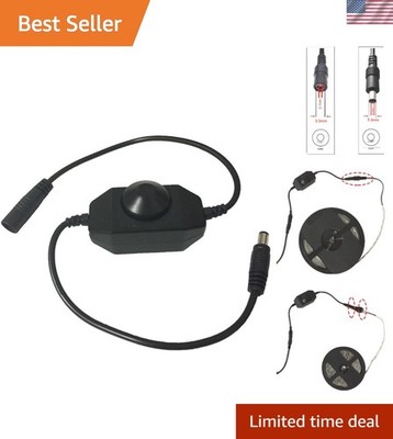 Smooth PWM Inline LED Tape Dimmer - 5.5mm x 2.1mm DC Jack for Perfect Brightness