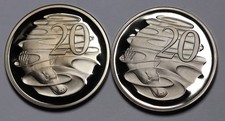 1979 & 1980 Australia 20c  20 Cents Coins QEII Proof Strong Cameo GEM