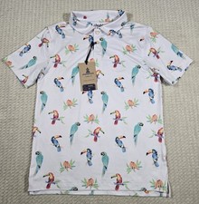Chubbies The Dude Where's Macaw Youth Performance Polo Shirt Sz M 10-12 