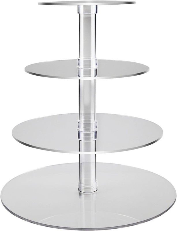 2 Round 4 Tier Acrylic CUPCAKE STANDS In Original Boxes & 3 Pkgs of DOILIES