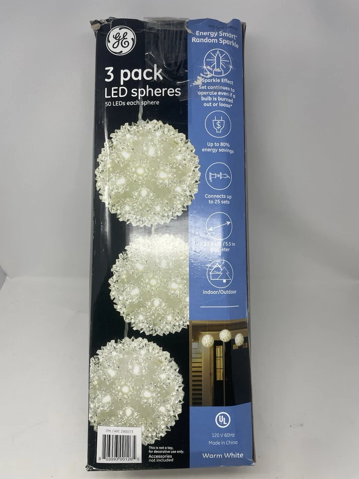 GE 3 PACK SPHERES 50 LEDS IN EACH 5.5" SPHERE, WARM WHITE - Image 3 of 4