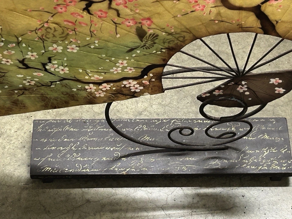 Abanico Asiático Decoración del Hogar Decorativo Cerezo Flor Fino Pintado 21.5" H Foto 3 de 4