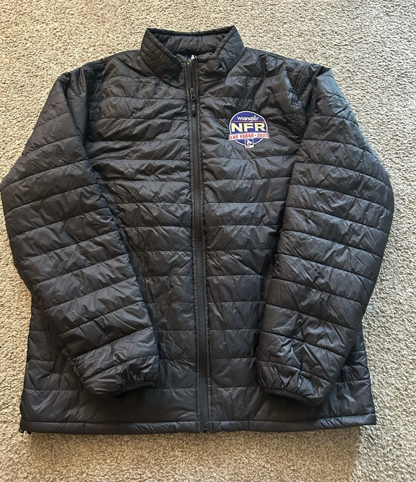 Men’s Black Wrangler NFR Las Vegas 2021 Puffer Jacket (2XL)(NWT) - product detail image 1