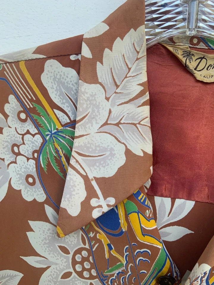 1940s Vtg Domain Of California Uke Surfer Rayon Floral Hawaiian Shirt Small - Image 4 of 4